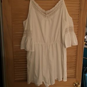White cold shoulder romper